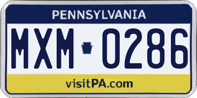 PA license plate MXM0286
