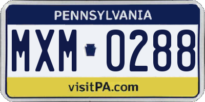 PA license plate MXM0288