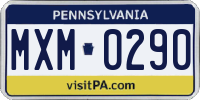 PA license plate MXM0290