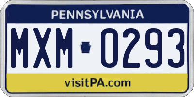 PA license plate MXM0293