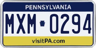 PA license plate MXM0294