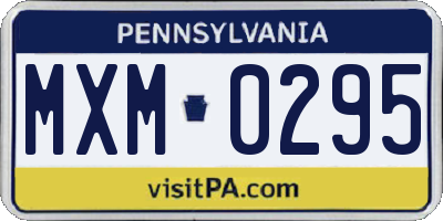 PA license plate MXM0295
