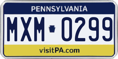 PA license plate MXM0299