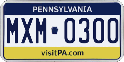 PA license plate MXM0300