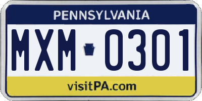 PA license plate MXM0301