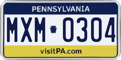 PA license plate MXM0304