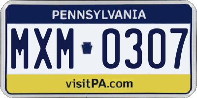 PA license plate MXM0307