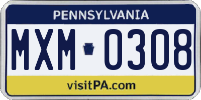 PA license plate MXM0308