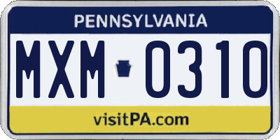 PA license plate MXM0310