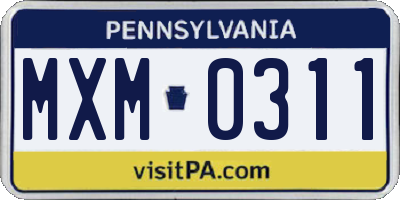 PA license plate MXM0311