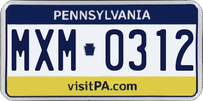 PA license plate MXM0312