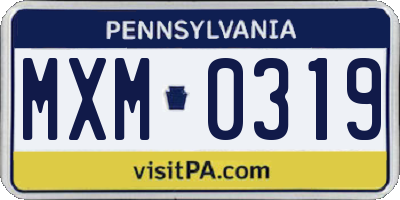 PA license plate MXM0319