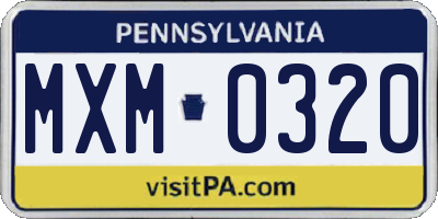 PA license plate MXM0320