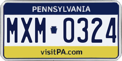 PA license plate MXM0324