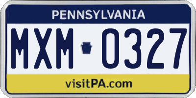 PA license plate MXM0327