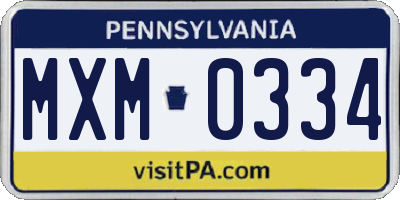 PA license plate MXM0334
