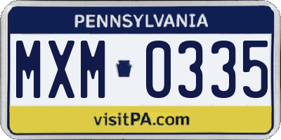 PA license plate MXM0335
