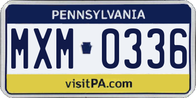 PA license plate MXM0336