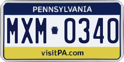 PA license plate MXM0340