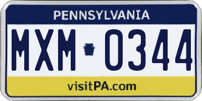 PA license plate MXM0344