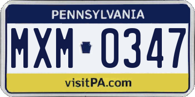 PA license plate MXM0347