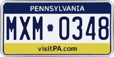 PA license plate MXM0348