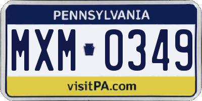 PA license plate MXM0349
