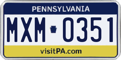 PA license plate MXM0351