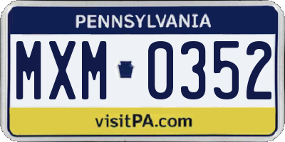 PA license plate MXM0352