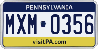 PA license plate MXM0356