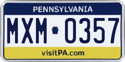 PA license plate MXM0357