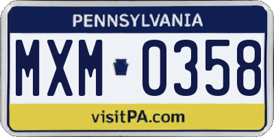 PA license plate MXM0358