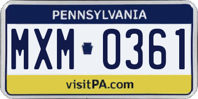 PA license plate MXM0361