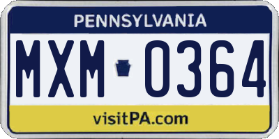 PA license plate MXM0364