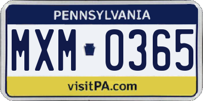 PA license plate MXM0365