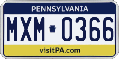 PA license plate MXM0366