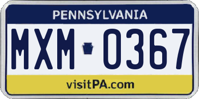PA license plate MXM0367