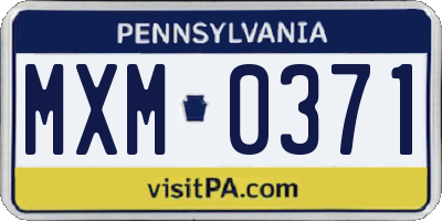 PA license plate MXM0371