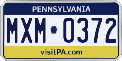 PA license plate MXM0372
