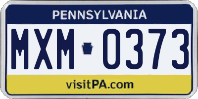 PA license plate MXM0373