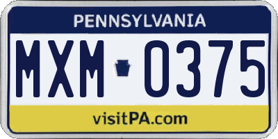 PA license plate MXM0375