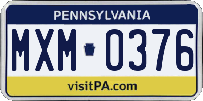 PA license plate MXM0376