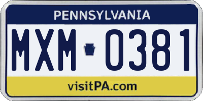 PA license plate MXM0381