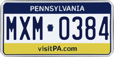 PA license plate MXM0384