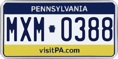 PA license plate MXM0388