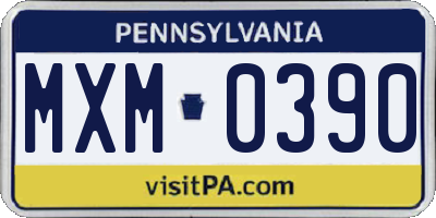 PA license plate MXM0390