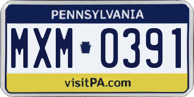 PA license plate MXM0391