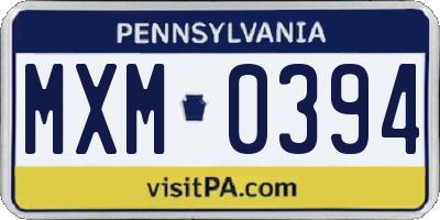 PA license plate MXM0394