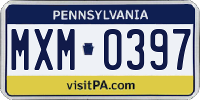 PA license plate MXM0397