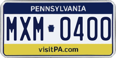 PA license plate MXM0400